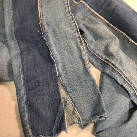 Blank NYC two toned split front seam cropped frayed raw hem skinny jeans size 27 - Picture 5 of 6